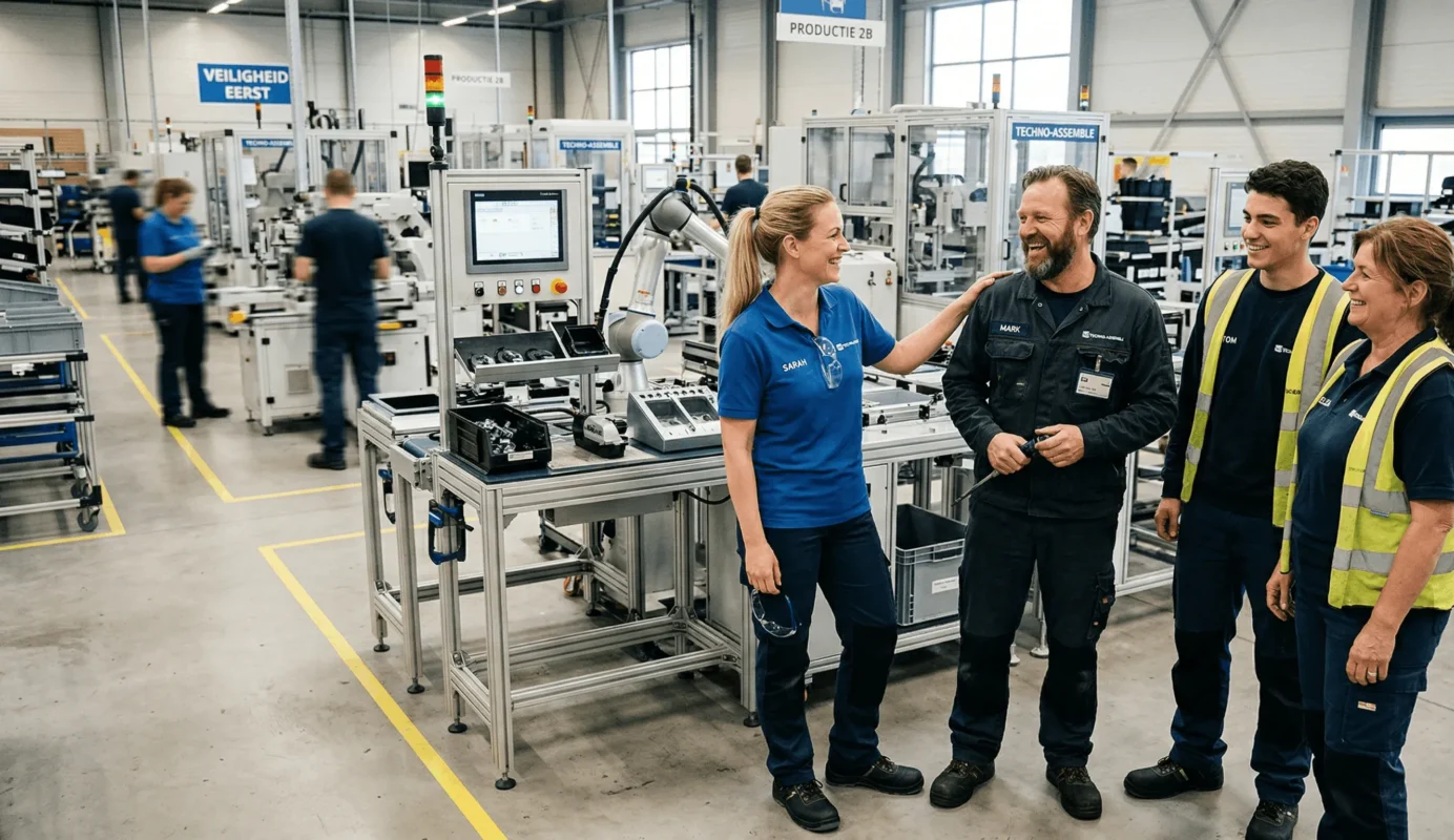 Tevreden personeel in een fabriek